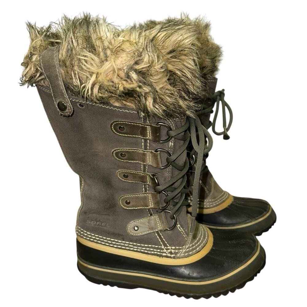 Sorel Joan of Arctic Waterproof Winter Boots Quarry & Black Size 6